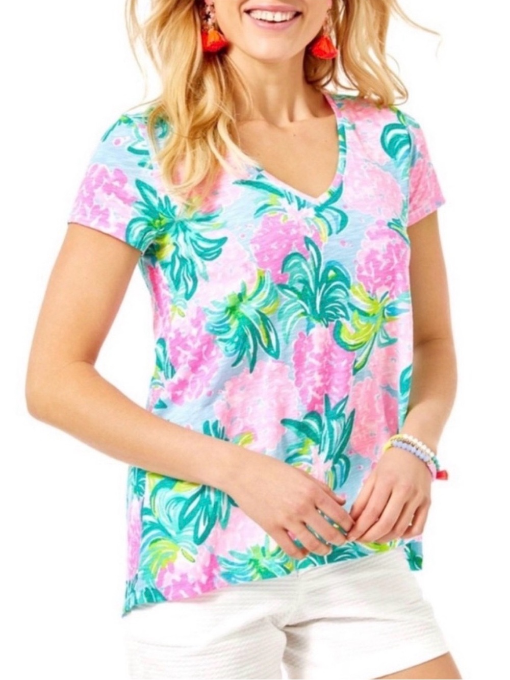 Etta Top in Blue Ibiza Pineapple Shake EUC